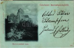 1898 (Vorläufer) Pozsonyborostyánkő, Stupavsky Podzámok, Borinka (Stomfa, Stupava); Borostyánkő vára. Wetschl Kázmér kiadása / Pajstúnsky hrad / Paulensteiner Ruine / castle ruins (Rb)