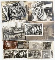 cca 1920-1940 Resica (Resicabánya, Erdély), felvételek a gyár üzemeiről, árucikkeiről (bányász csillék, generátorok, acélipari cikkek), stb. Összesen 67 db fotó, vegyes méretben (közte több nagyméretű is), cca. 10x9 cm és 30x22 cm között. Ritka, tartalmas anyag! / Resita, Recita (Transylvania), photos of the factory and its products (mine carts, generators, steelware), etc. 67 pcs in total, in different sizes, between approx. 10x9 cm and 30x22 cm