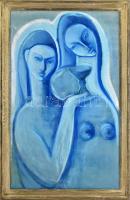Darmó Éva (1980-): Szent és profán. Olaj, rétegelt falemez, jelzett a hátoldalán, fakeretben, 80x50 cm.