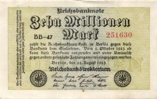 Német Birodalom / Weimari Köztársaság 1923. 10.000.000M (3x) karika vízjel T:I,I-