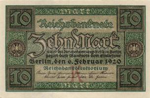 Német Birodalom / Weimari Köztársaság 1920. 10M (3x) T:I