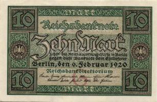 Német Birodalom / Weimari Köztársaság 1920. 10M (3x) T:I