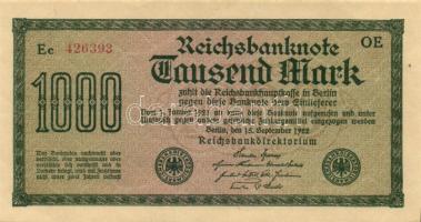 Német Birodalom / Weimari Köztársaság 1922. 1000M (2x) "Dornen" vízjellel T:I