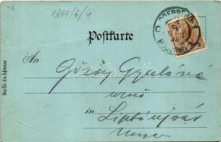 1899 (Vorläufer) Bohumín, Oderberg; Hotel Lustig, Nordbahnhof, Herz-Jesu-Kirche u. Schule, Kaschau-O...