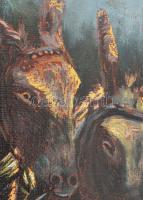 Sándor J. jelzéssel: Szamárkordé. Olaj, vászon. Dekoratív fakeretben. 50x40 cm