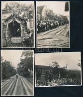 1932 Budaörsi ünnepi körmenet 1932. május 26-án, 4 db hátoldalon feliratozott fotó, jó állapotban, 11,5×8 cm