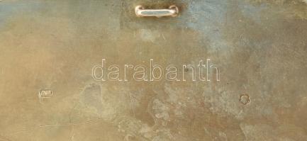 Ezüst (Ag) tubákos szelence, lovaskocsi motívummal, kopásokkal, Bécsi Diannás jellel, 5,5x10 cm, net...