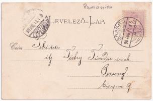1898 (Vorläufer) Brassó, Kronstadt, Brasov; Evangélikus leány iskola, Piac tér, Fekete és fehér toro...
