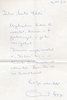 1977 Aczél György (1917-1991) miniszterelnök-helyettes saját kézzel írt és aláírt levele Marton Endrének, a Nemzeti Színház igazgatójának