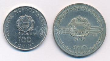 1980. 100Ft Ni "Szovjet-magyar közös űrrepülés" + 1982. 100Ft Cu-Ni "Labdarúgó világb...