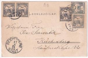 1902 Kisdisznód, Michelsberg, Cisnadioara; vár. Szecessziós címeres litho keret / Burg / castle. Art...