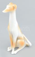Hollóházi porcelán kutya, kézzel festett, jelzett, hibátlan, 15,5 cm