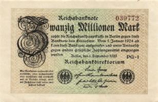 Német Birodalom / Weimari Köztársaság 1923. 20.000.000M (3x) "Hakensterne" vízjellel, hatjegyű sorszámmal T:I-