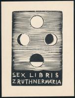 Borsos Miklós (1906-1990): Ex libris Ruthner Mária, fametszet, papír, jelzett, 7,5×5 cm
