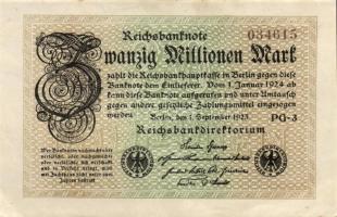 Német Birodalom / Weimari Köztársaság 1923. 20.000.000M (3x) "Hakensterne" vízjellel, hatj...