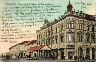 1913 Komárom, Komárno; Ferenc József rakpart és Grand kávéház / street view, café