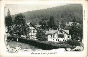 1906 Lublófüred, Lubló-fürdő, Kúpele Lubovna (Ólubló, Stará Lubovna); Silvia nyaraló. Sima Antal kiadása / villa, spa. Art Nouveau, floral (EK)