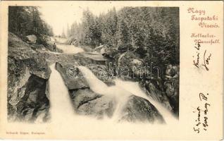 1900 Tátra, Magas-Tátra, Vysoké Tatry; Nagy-Tarpataki vízesés. Schmidt Edgar kiadása / Kohlbacher-Wasserfall / waterfall