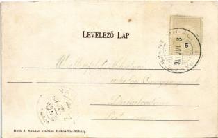 1906 Budapest XVI. Rákosszentmihály, HÉV vasútállomás vonattal, felszállás a lóvonatra, lóvasút. Rót...