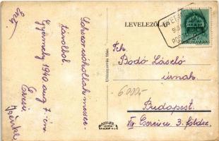 1940 Gyermely, Hosszúsor, Hősök szobra, Hangya üzlete + "POSTAI ÜGYN." (EK)