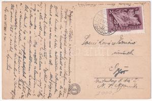 Császár, Hősök szobra, posta, községháza, Római katolikus és református templom (EB)