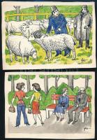 Szegő Gizi (Gis), (1902-1985): Ludas Matyiban megjelent grafikák, karikatúrák vázlatai. 10 db. Vegye...