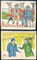Szegő Gizi (Gis), (1902-1985): Ludas Matyiban megjelent grafikák, karikatúrák vázlatai. 10 db. Vegye...