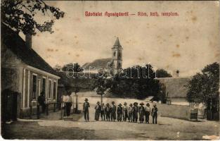 1929 Agostyán (Tata), Fő tér, római katolikus templom. Lindenberg Adolf kiadása (fl)