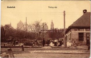 1909 Budapest XXII. Budafok, Törley tér és pezsgőgyár, Witz üzlete. Kohn és Grünhut kiadása (EK)