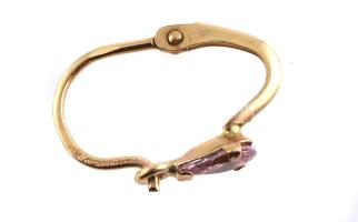 Arany (Au/14k) fülbevalópár rózsaszín kővel, bruttó: 0,7 g