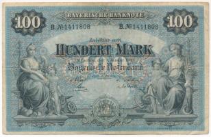 Német Birodalom / Bajorország 1900. 100M "B 1411808" vízjeles papíron T:III 
German Empir...
