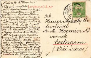 1910 Adony, Dunaadony, Duna-Adony; Pályaudvar, vasútállomás, gőzmozdony, vonat. W.L. 265. (EK)