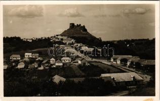 1935 Somoskőújfalu, Somoskői vár (Hrad Somoska) + "SOMOSKŐÚJFALU - BUDAPEST 22 A" vasúti mozgóposta bélyegző