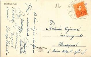 1935 Somoskőújfalu, Somoskői vár (Hrad Somoska) + "SOMOSKŐÚJFALU - BUDAPEST 22 A" vasúti m...