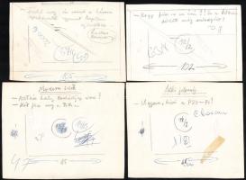 Szegő Gizi (Gis), (1902-1985): Ludas Matyiban megjelent grafikák, karikatúrák vázlatai. 14 db. Vegye...