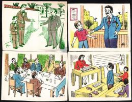 Szegő Gizi (Gis), (1902-1985): Ludas Matyiban megjelent grafikák, karikatúrák vázlatai. 14 db. Vegye...