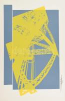 Hervé, Rodolf (1957-2000): Eiffel-torony. Szitanyomat, papír, jelzett. 37x25 cm. / Hervé, Rodolf (1957-2000): Eiffel-tower. Screenprint on paper, signed, 37x25 cm.