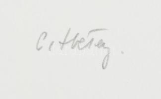 Hetey Katalin (1924-2010): Geometrikus kompozíció. Szitanyomat, papír. Jelzett. Számozott (23/40). L...