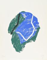 Bér János (1937-2021): Zöld-kék kompozíció, 1992. Szitanyomat, papír, jelzett, számozott (17/40). Lapméret: 65×50 cm / Screenprint on paper, signed, numbered (17/40).