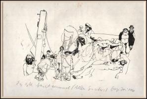 Szujó Zoltán (1944-1986) Egy este barátaimmal (Allen Ginsberg). Tus, papír. Jelzett, paszpartuban