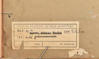 Olvashatatlan jelzéssel (jobbra lent): Férfi portré, 1914. Olaj, karton. Hátoldalán Rippl-Rónai Ödön...