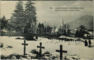 Brassó, Kronstadt, Brasov; Brassó felszabadítása. Hősök temetője télen a Lövölde téren / Die Befreiung Kronstadts. Der Heldenfriedhof Schützenwiese / entry of the German troops, Heroes' cemetery in winter (EK)