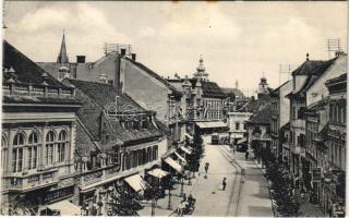 1917 Nagyszeben, Hermannstadt, Sibiu; Disznódi utca, Julius Meinl üzlete. Jos. Drotleff Nr. 19. 1916. / Heltauergasse / Strada Cisnadiei / street, shops