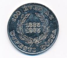 1985. "100 éves az Újpesti Dózsa 1885-1985" kétoldalas fém emlékérem (42mm) T:1-,2