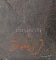 Déri v. Dési J. jelzéssel: Portré. Olaj, vászon. Kissé sérült. Dekoratív, kissé sérült fakeretben, 5...