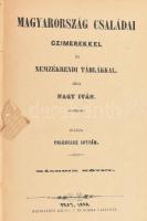 Nagy Iván: Magyarország családai czimerekkel és nemzedékrendi táblákkal. II. köt. Pest, 1858, Freibeisz István,(Beimel J. és Kozma Vazul-ny.), 282+1 p Korabeli aranyozott, festett gerincű félvászon-kötés, a borítón kopásnyomokkal, sérült, kissé hiányos gerinccel, két lap sérült, leragasztott bélyegzéssel.