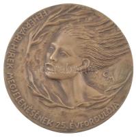 Cyránszki Mária (1940-2018) DN Fehérvári hírek megjelenésének 25. évfordulója egyoldalas bronz emlékérem (85mm) T:1-