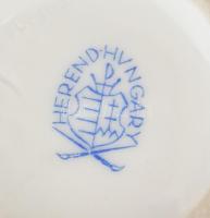 Herendi porcelán Viktória mintás ékszertartó dobozka, kézzel festett, jelzett, lepattanással, d: 6,5...