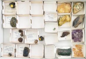 Ásványgyűjtemény, labradorit, rubelit, gránát, andesit, aktinolit, bournorit, stb. d: cca. 1-7 cm