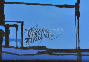 Dekoratív üvegezett fakeret, absztrakt nyomattal, belső méret: 70x55 cm